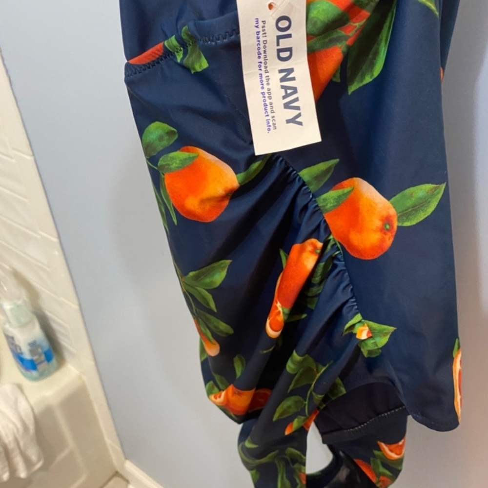 OLD NAVY Blue One-Piece Swimsuit Orange Fruit Print Plus Size 3X - Picture 8 of 14